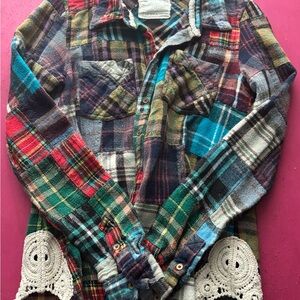 We The Free Colorful Plaid Button Down Shirt